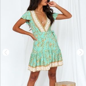 Boho mini wrap dress